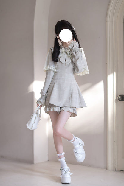 Sweet Lolita Dress - Cocoa Brownie, Brown, Plaid, Bow Detail, Lace Trim - additional product view 7