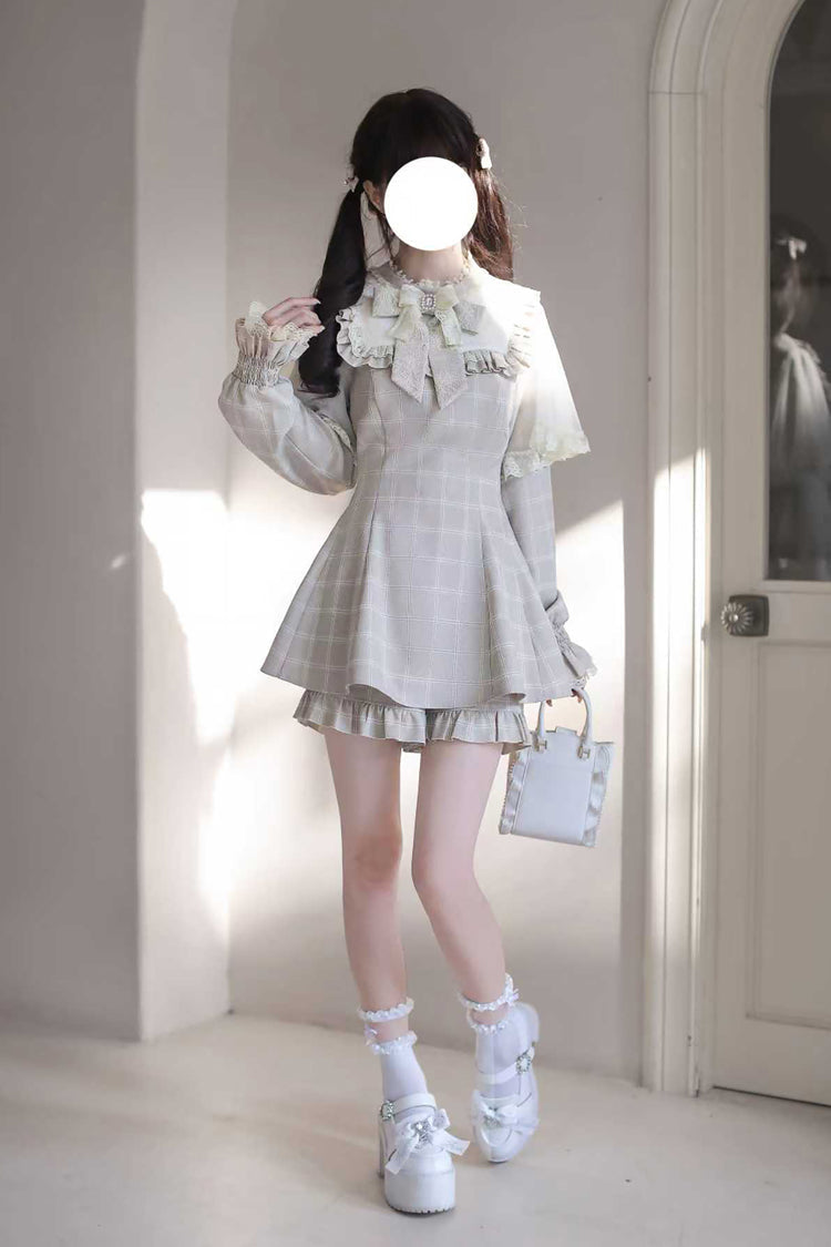 Sweet Lolita Dress - Cocoa Brownie, Brown, Plaid, Bow Detail, Lace Trim - additional product view 9