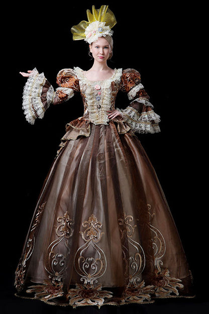 Sweet Lolita Dress - Coffee Multi-layer Trumpet, Coffee, High Waist, Victorian Style - additional product view 2