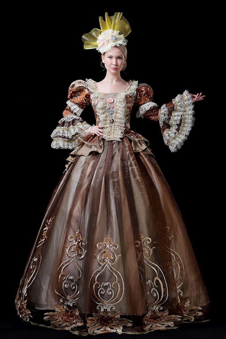Sweet Lolita Dress - Coffee Multi-layer Trumpet, Coffee, High Waist, Victorian Style - additional product view 3