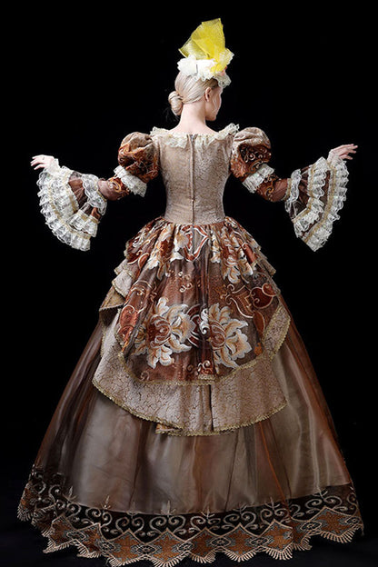 Sweet Lolita Dress - Coffee Multi-layer Trumpet, Coffee, High Waist, Victorian Style - additional product view 4