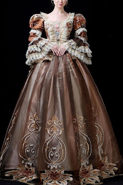 Sweet Lolita Dress - Coffee Multi-layer Trumpet, Coffee, High Waist, Victorian Style - main product image