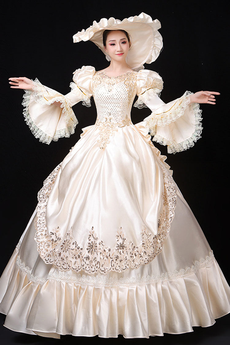Sweet Lolita Dress - Court Style High Waisted Flowers, White, High Waist, Classic Style - additional product view 2
