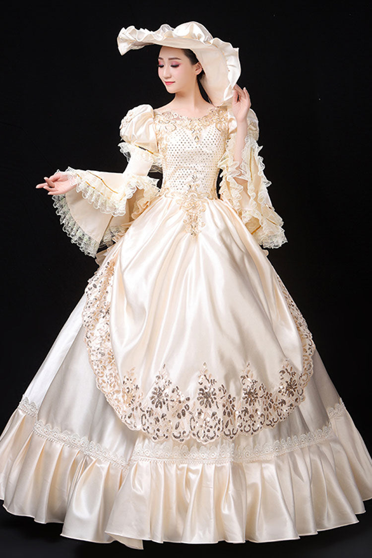 Sweet Lolita Dress - Court Style High Waisted Flowers, White, High Waist, Classic Style - additional product view 3