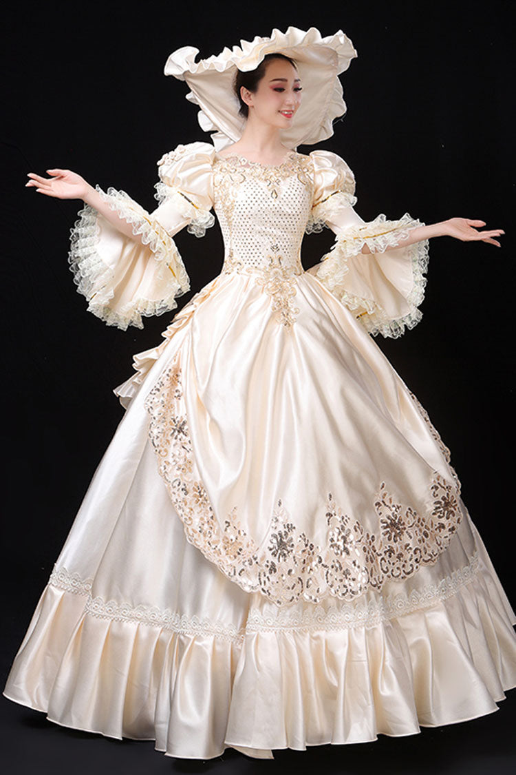 Sweet Lolita Dress - Court Style High Waisted Flowers, White, High Waist, Classic Style - additional product view 4