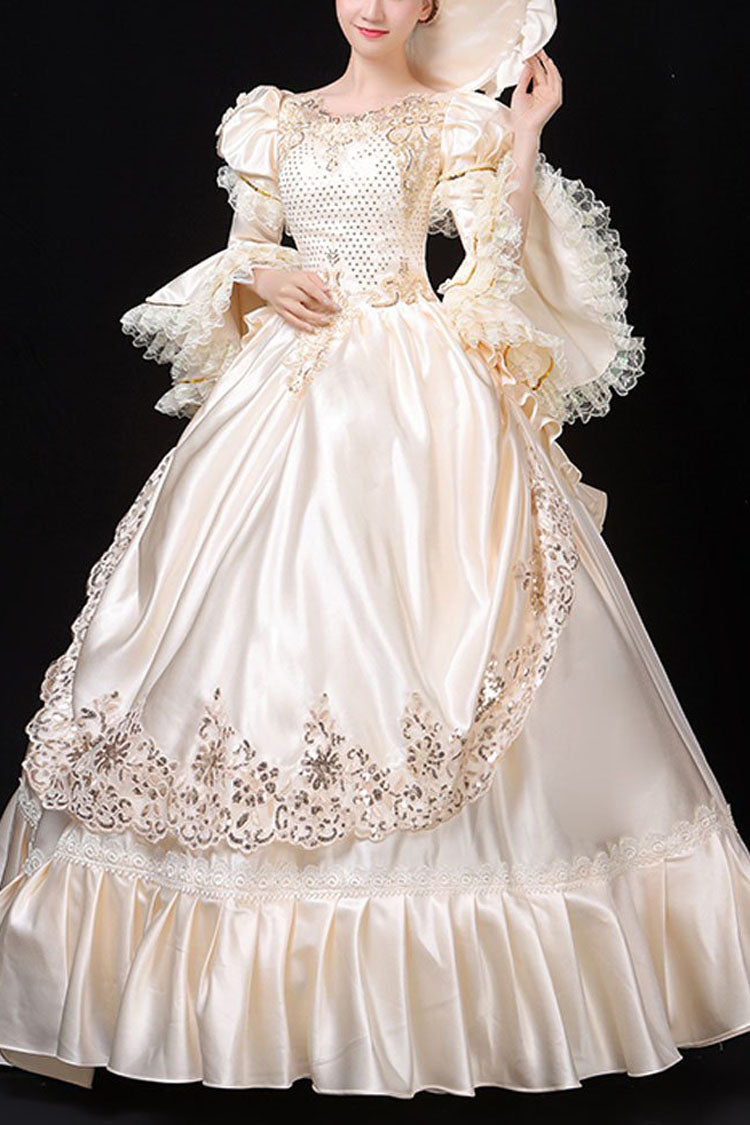 Sweet Lolita Dress - Court Style High Waisted Flowers, White, High Waist, Classic Style - main product image
