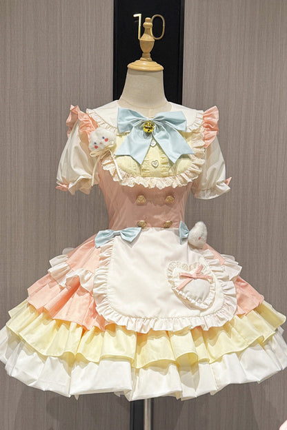 Sweet Lolita Dress - Cream Puffs, 2 Colors, Puff Sleeves, Ruffled, Layered - additional product view 4