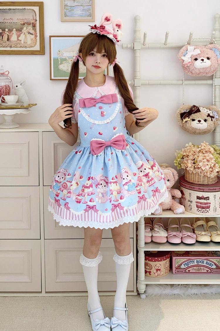 Sweet Lolita Dress - Cupid Bunny, 2 Colors, Bow Detail, Printed - additional product view 2