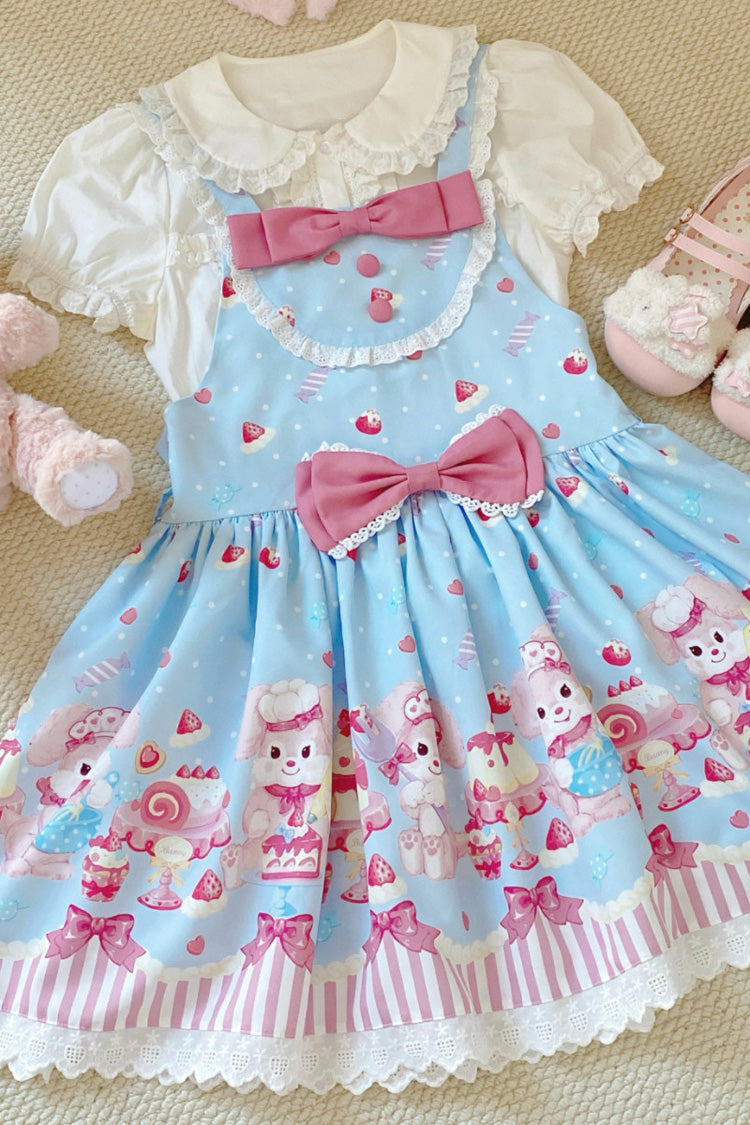 Sweet Lolita Dress - Cupid Bunny, 2 Colors, Bow Detail, Printed - additional product view 3