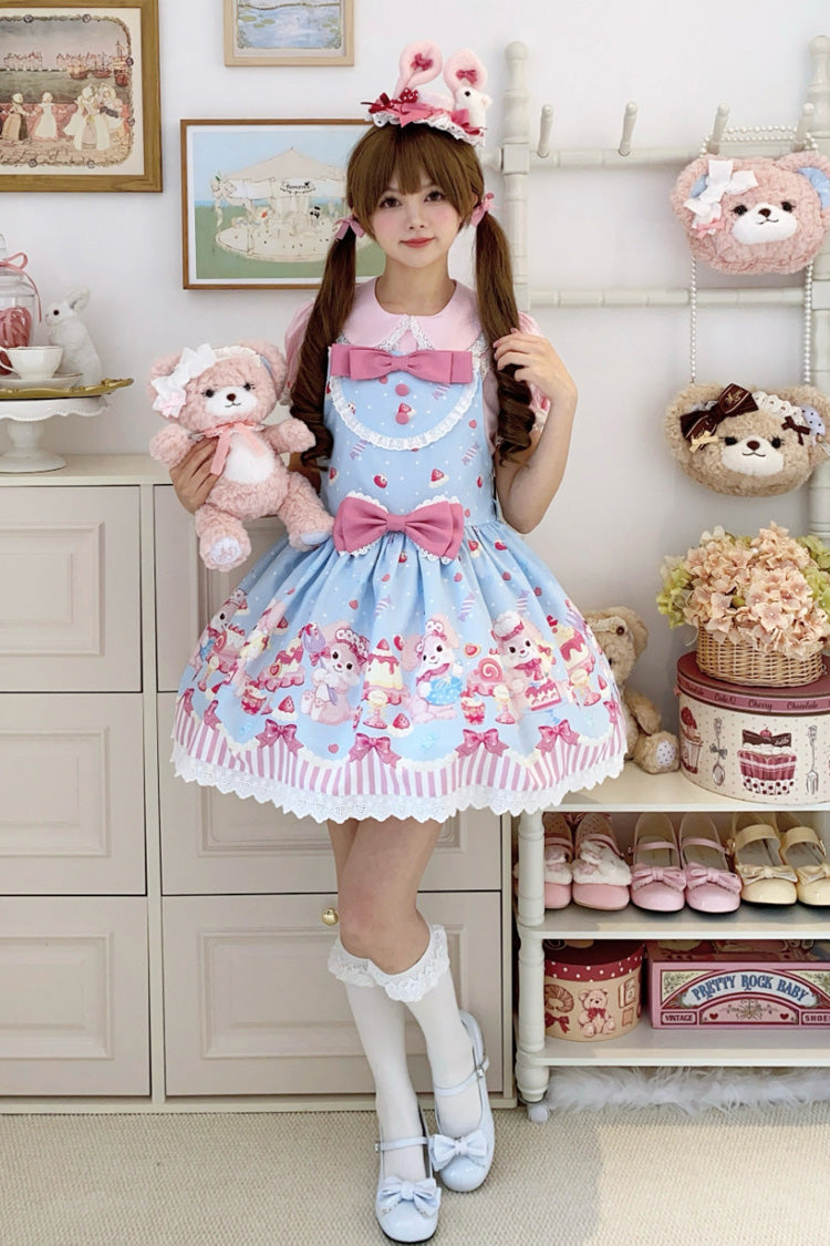 Sweet Lolita Dress - Cupid Bunny, 2 Colors, Bow Detail, Printed - additional product view 4