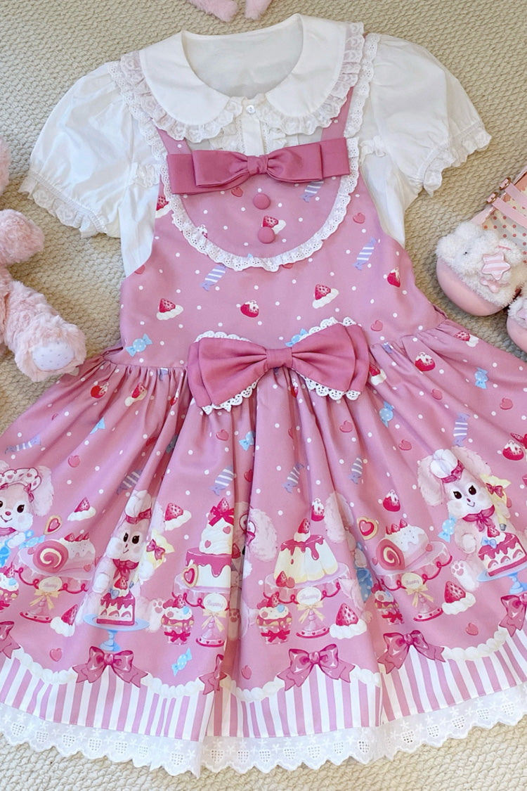 Sweet Lolita Dress - Cupid Bunny, Pink, Printed, Bow Detail - Lolita Coordinate Dress - additional product view 3