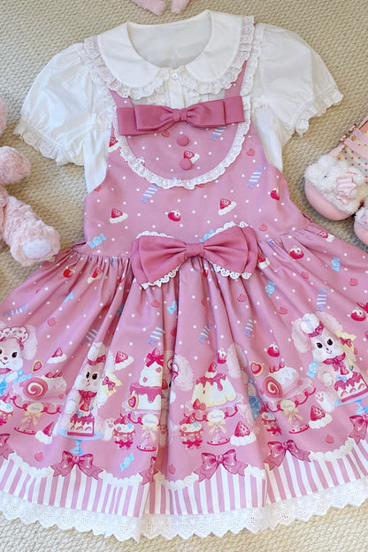 Sweet Lolita Dress - Cupid Bunny, Pink, Printed, Bow Detail - Lolita Coordinate Dress - additional product view 3