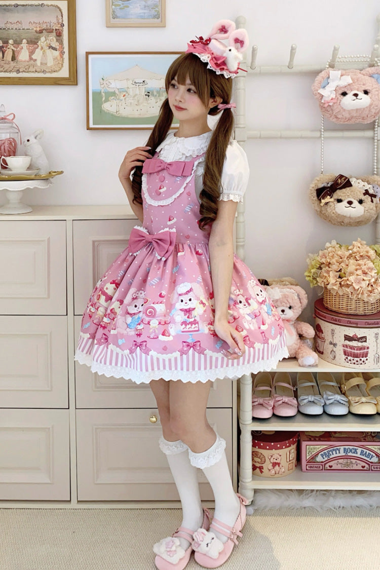 Sweet Lolita Dress - Cupid Bunny, Pink, Printed, Bow Detail - Lolita Coordinate Dress - additional product view 4