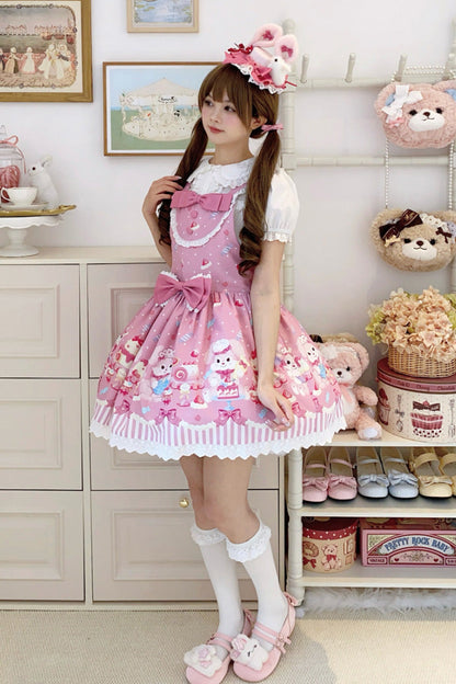 Sweet Lolita Dress - Cupid Bunny, Pink, Printed, Bow Detail - Lolita Coordinate Dress - additional product view 4