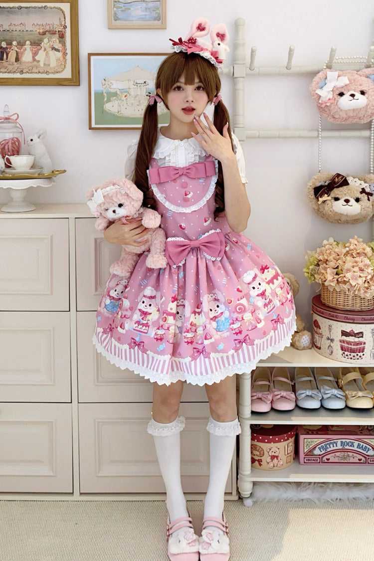 Sweet Lolita Dress - Cupid Bunny, Pink, Printed, Bow Detail - Lolita Coordinate Dress - additional product view 6