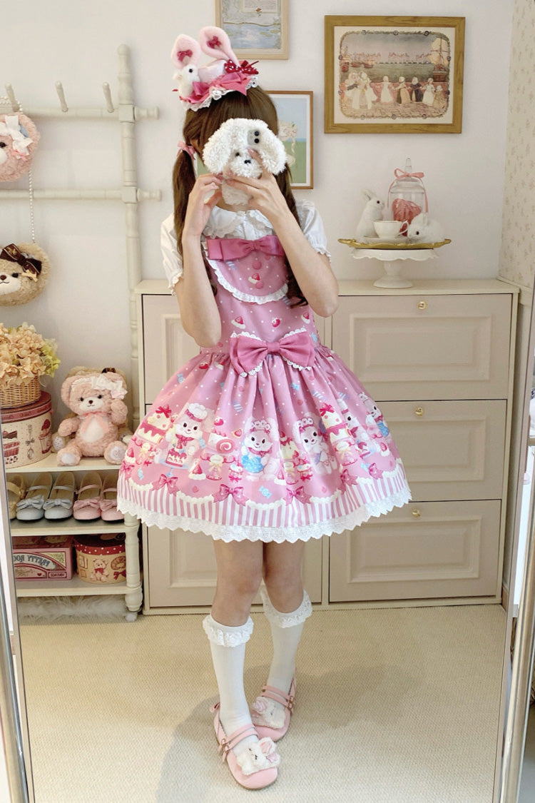 Sweet Lolita Dress - Cupid Bunny, Pink, Printed, Bow Detail - Lolita Coordinate Dress - additional product view 8
