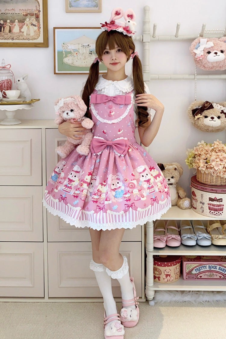 Sweet Lolita Dress - Cupid Bunny, Pink, Printed, Bow Detail - Lolita Coordinate Dress - additional product view 10