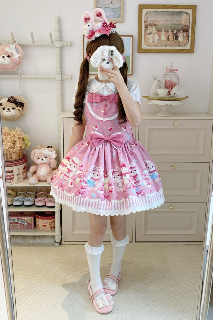 Sweet Lolita Dress - Cupid Bunny, Pink, Printed, Bow Detail - Lolita Coordinate Dress - additional product view 11