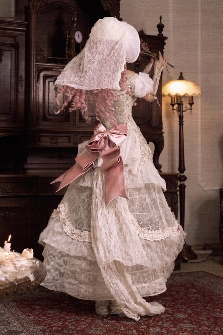 Sweet Lolita Dress - Cupid’s Poetry Box, Brown, Puff Sleeves, Embroidered, Gothic Style - additional product view 7