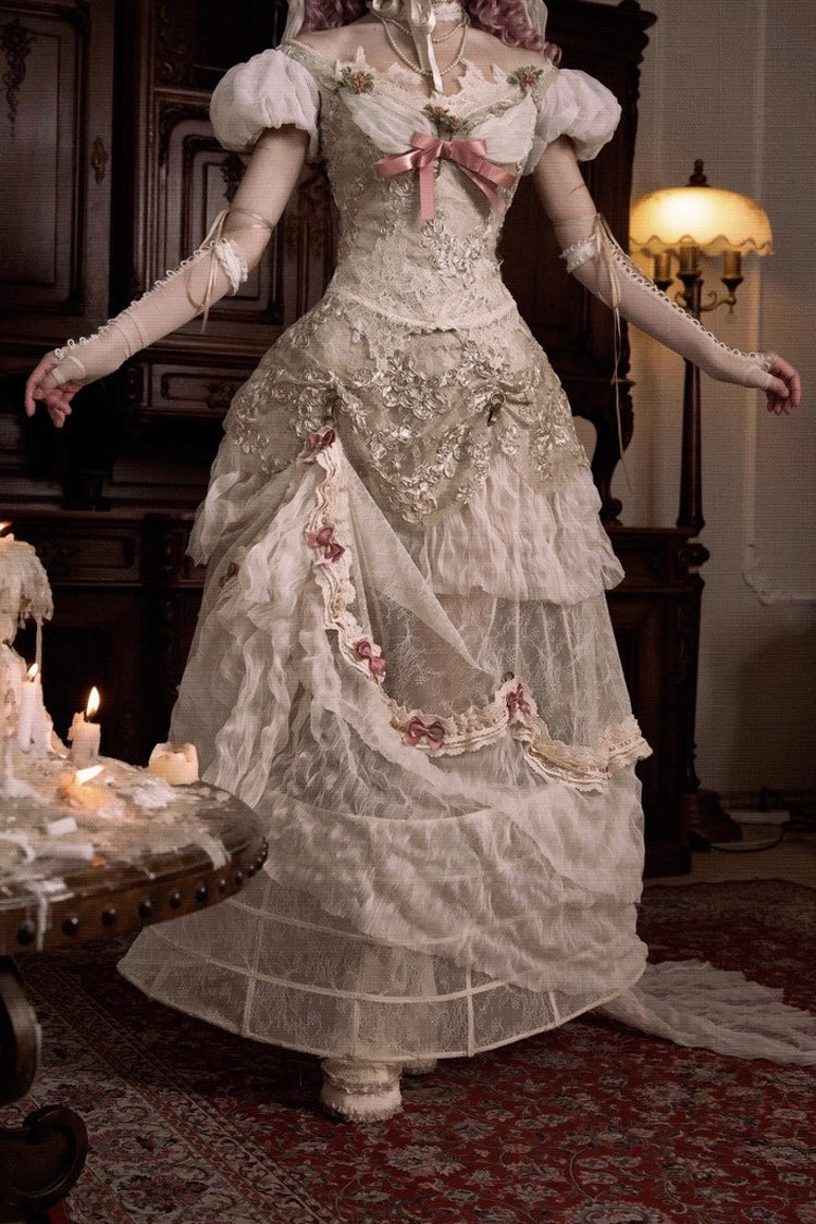 Sweet Lolita Dress - Cupid’s Poetry Box, Brown, Puff Sleeves, Embroidered, Gothic Style - additional product view 9