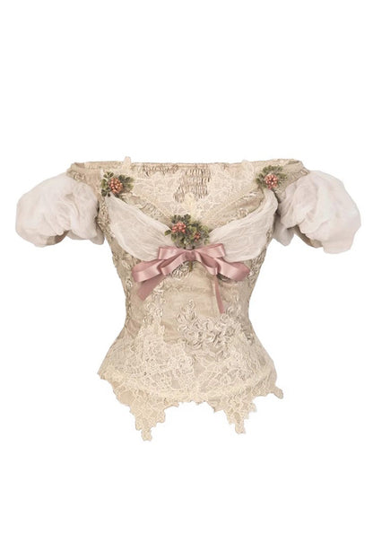 Sweet Lolita Dress - Cupid’s Poetry Box, Brown, Puff Sleeves, Embroidered, Gothic Style - S Top / M Top / L Top option