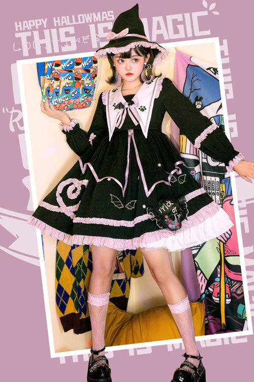 Sweet Lolita Dress - Dark Black High Waisted Purple, 2 Colors, High Waist, Gothic Style - additional product view 2