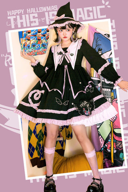 Sweet Lolita Dress - Dark Black High Waisted Purple, 2 Colors, High Waist, Gothic Style - additional product view 2