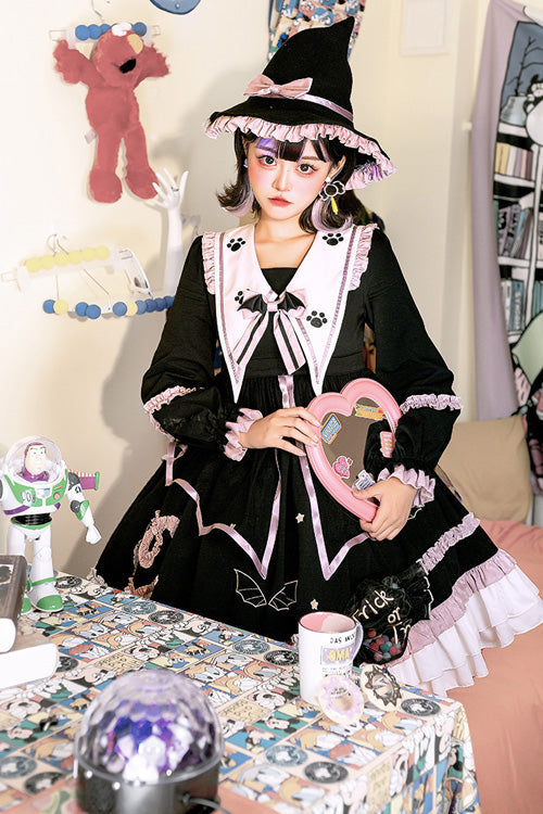 Sweet Lolita Dress - Dark Black High Waisted Purple, 2 Colors, High Waist, Gothic Style - additional product view 3