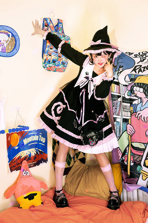 Sweet Lolita Dress - Dark Black High Waisted Purple, 2 Colors, High Waist, Gothic Style - additional product view 4