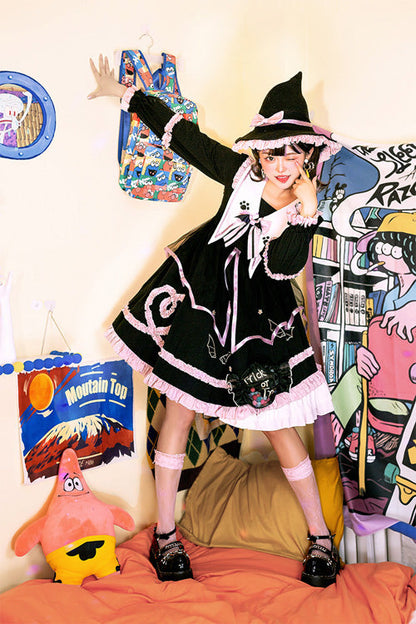 Sweet Lolita Dress - Dark Black High Waisted Purple, 2 Colors, High Waist, Gothic Style - additional product view 4