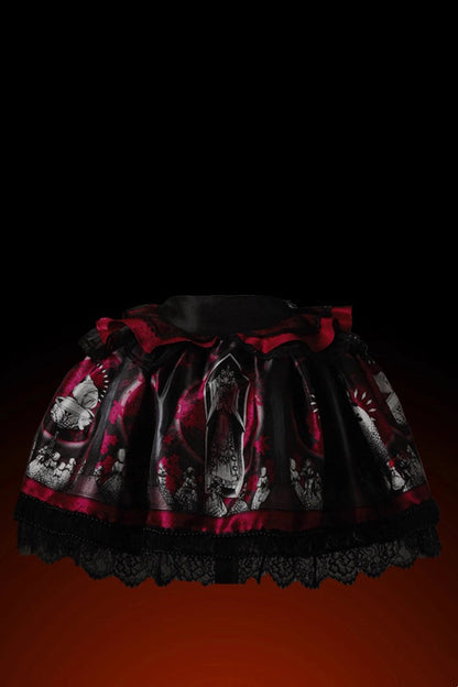 Sweet Lolita Dress - Dark Moon Corridor, Red, Gothic Style, Bow Detail, Printed - additional product view 3
