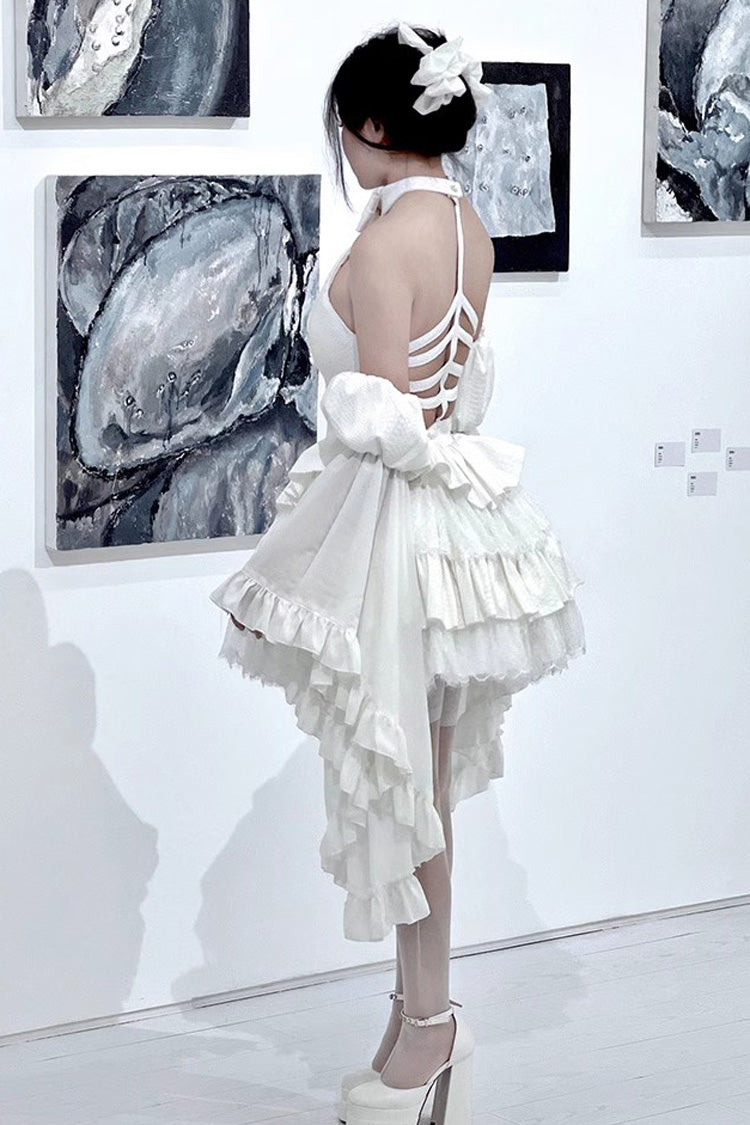 Sweet Lolita Dress - Desire Snake Halterneck, 2 Colors, Ruffled, Gothic Style, Lace Trim - additional product view 9
