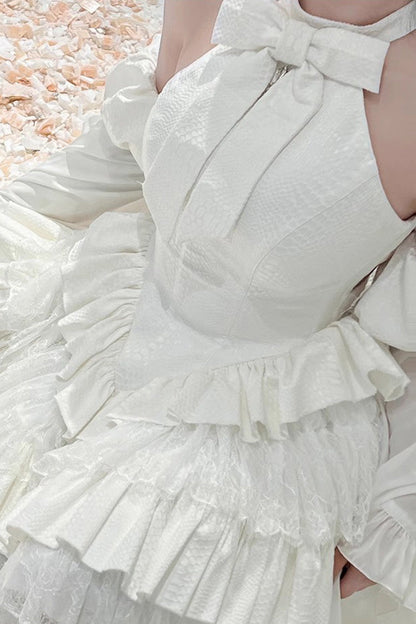 Sweet Lolita Dress - Desire Snake Halterneck, 2 Colors, Ruffled, Gothic Style, Lace Trim - additional product view 14