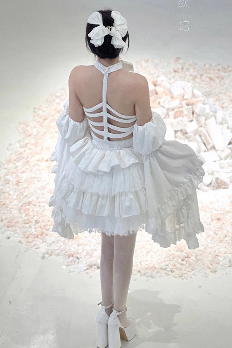 Sweet Lolita Dress - Desire Snake Halterneck, 2 Colors, Ruffled, Gothic Style, Lace Trim - additional product view 16