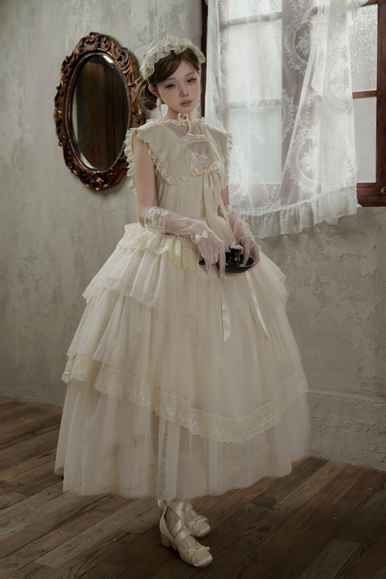 Sweet Lolita Dress - Dream By The Pillow, White, Lace Trim, Ruffled, Layered - additional product view 2