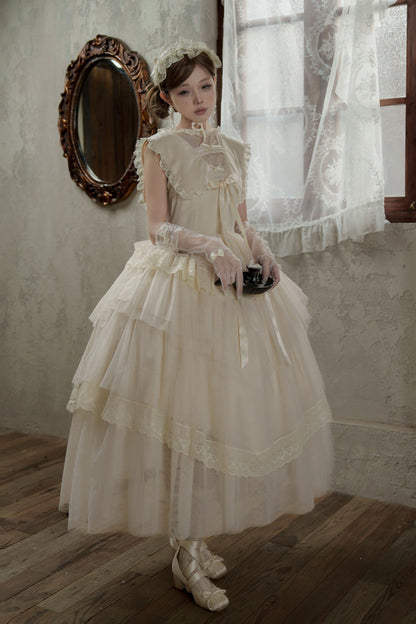 Sweet Lolita Dress - Dream By The Pillow, White, Lace Trim, Ruffled, Layered - additional product view 2