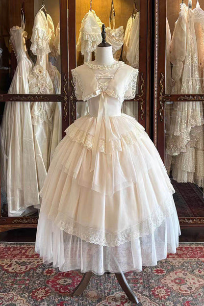 Sweet Lolita Dress - Dream By The Pillow, White, Lace Trim, Ruffled, Layered - additional product view 3