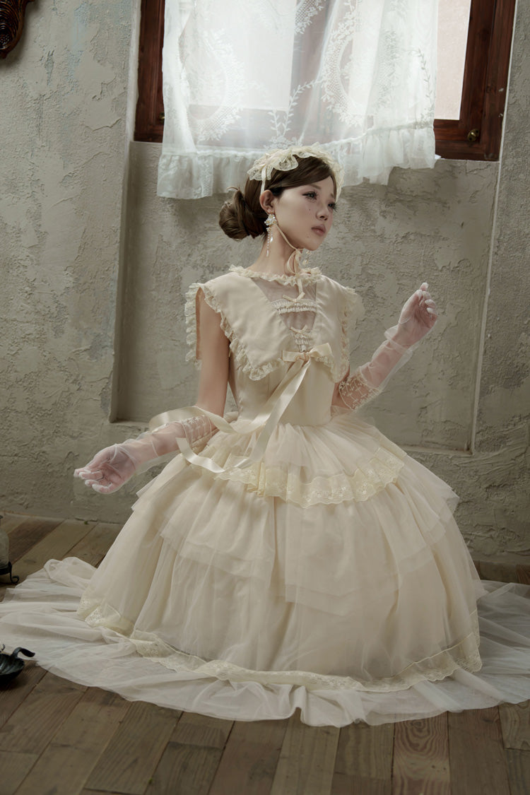 Sweet Lolita Dress - Dream By The Pillow, White, Lace Trim, Ruffled, Layered - additional product view 5