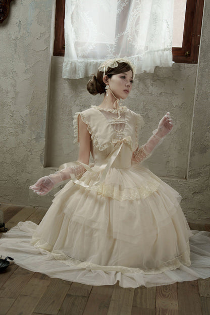 Sweet Lolita Dress - Dream By The Pillow, White, Lace Trim, Ruffled, Layered - additional product view 5