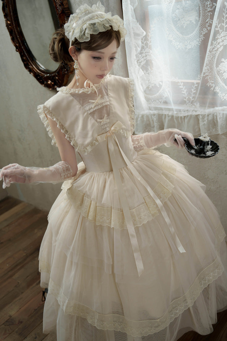 Sweet Lolita Dress - Dream By The Pillow, White, Lace Trim, Ruffled, Layered - additional product view 6