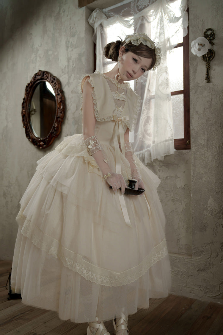 Sweet Lolita Dress - Dream By The Pillow, White, Lace Trim, Ruffled, Layered - additional product view 7
