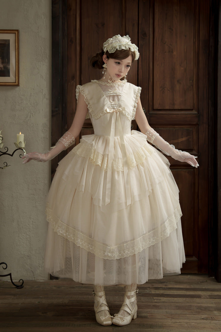 Sweet Lolita Dress - Dream By The Pillow, White, Lace Trim, Ruffled, Layered - additional product view 8