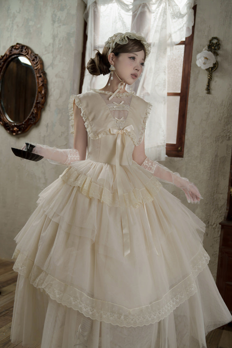 Sweet Lolita Dress - Dream By The Pillow, White, Lace Trim, Ruffled, Layered - additional product view 9