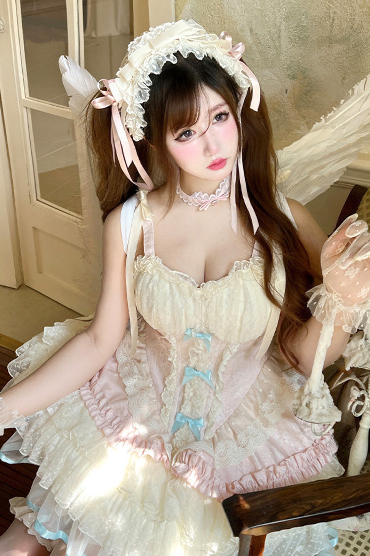 Sweet Lolita Dress - Dream Girl, Pink, Layered, Ballet-Inspired Style, Bow Detail - additional product view 7