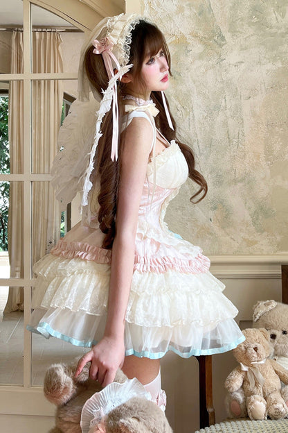 Sweet Lolita Dress - Dream Girl, Pink, Layered, Ballet-Inspired Style, Bow Detail - additional product view 11