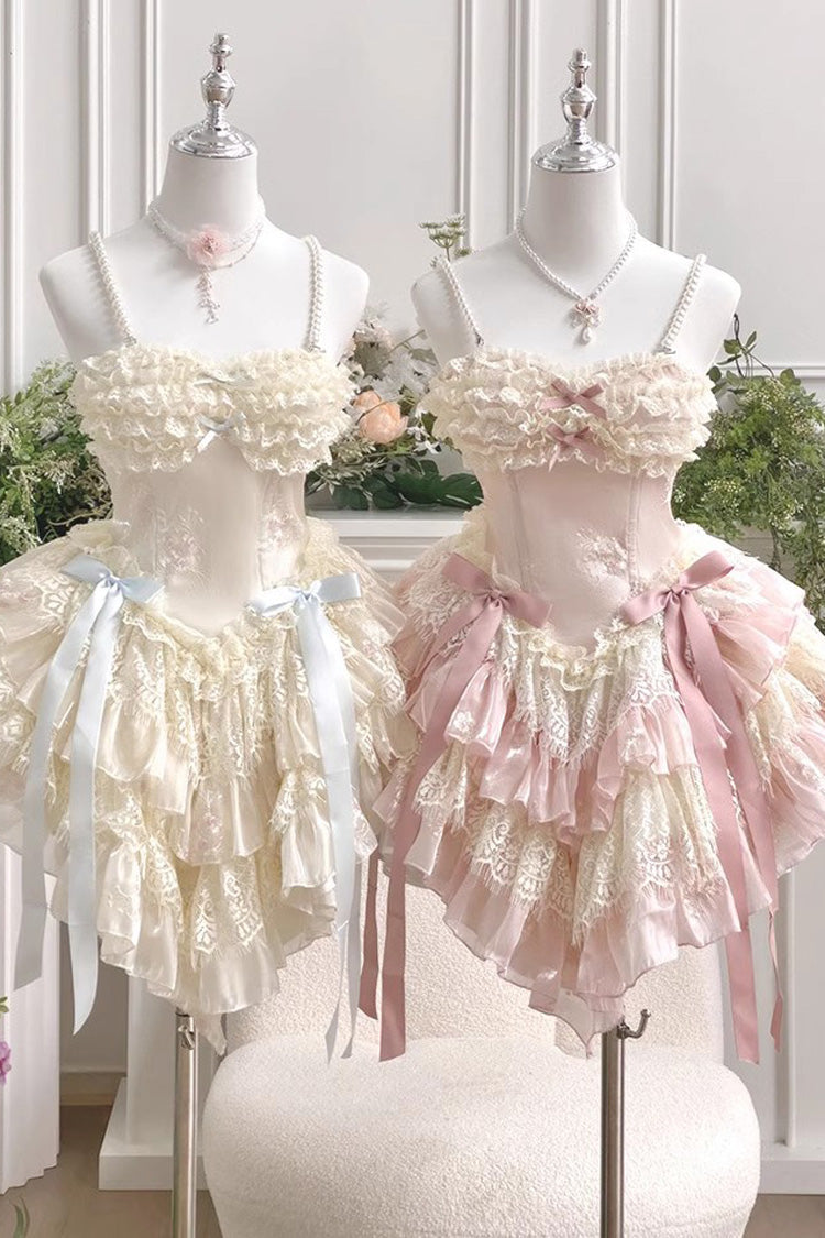 Sweet Lolita Dress - Dream Of Love Multi-layered, 2 Colors, Ruffled, Bow Detail, Lace Trim - additional product view 2