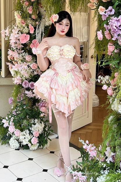 Sweet Lolita Dress - Dream Of Love Multi-layered, 2 Colors, Ruffled, Bow Detail, Lace Trim - additional product view 6