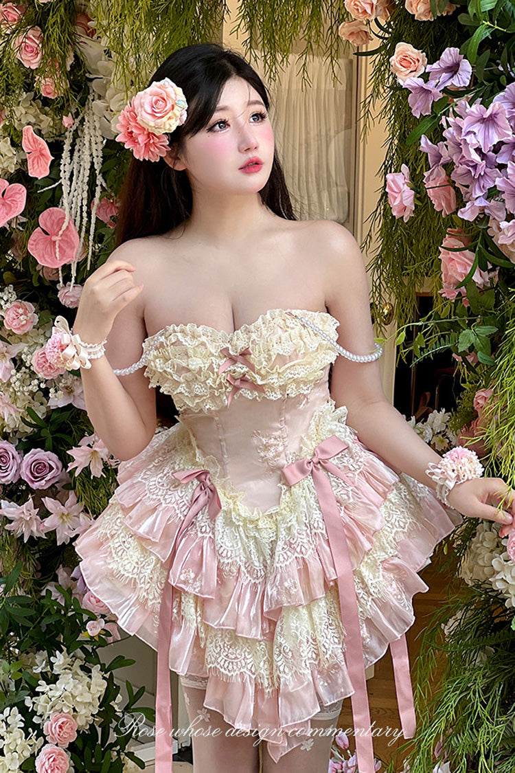 Sweet Lolita Dress - Dream Of Love Multi-layered, 2 Colors, Ruffled, Bow Detail, Lace Trim - additional product view 9