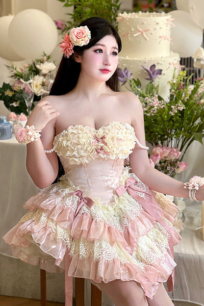 Sweet Lolita Dress - Dream Of Love Multi-layered, 2 Colors, Ruffled, Bow Detail, Lace Trim - additional product view 10