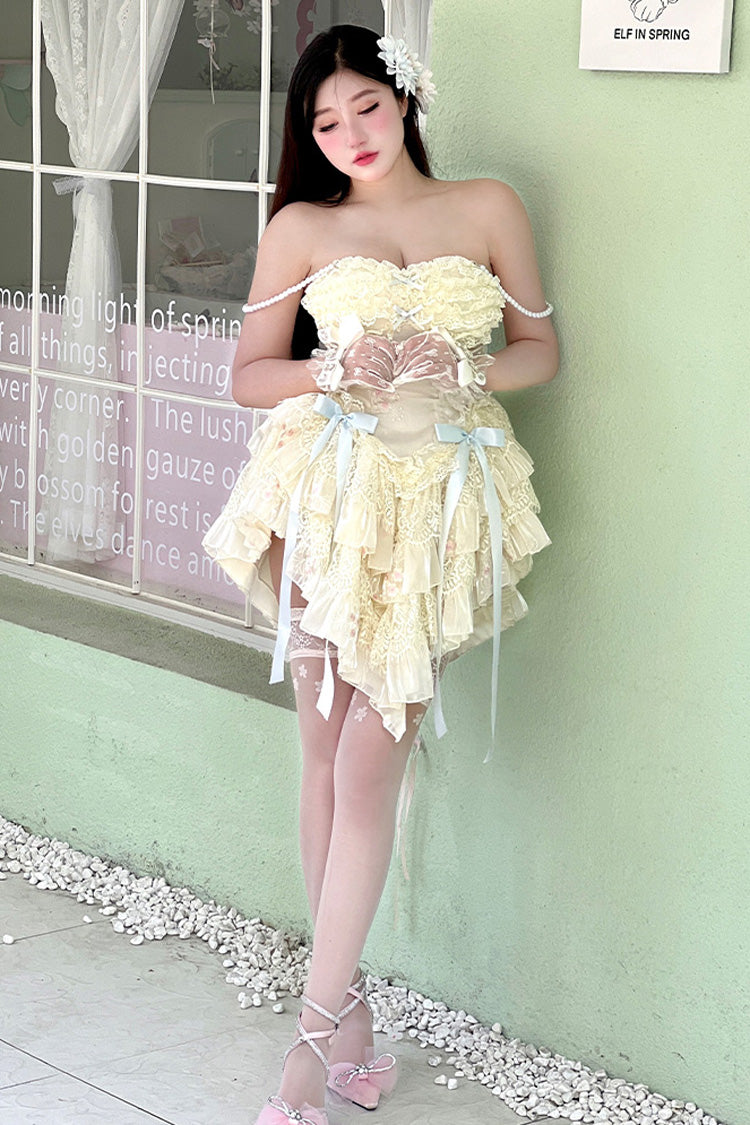 Sweet Lolita Dress - Dream Of Love Multi-layered, 2 Colors, Ruffled, Bow Detail, Lace Trim - additional product view 12
